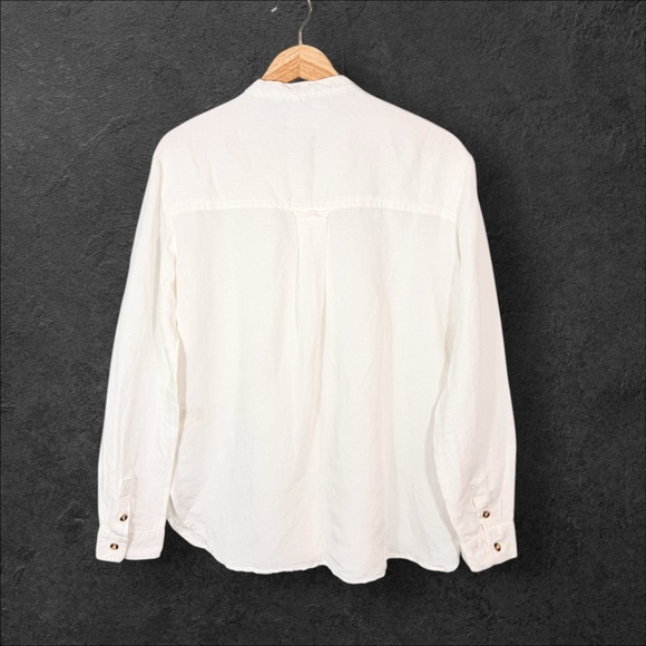 Anthropologie Pilcro White Ruffle Placket Buttondown Shirt Small - Picture 9 of 11